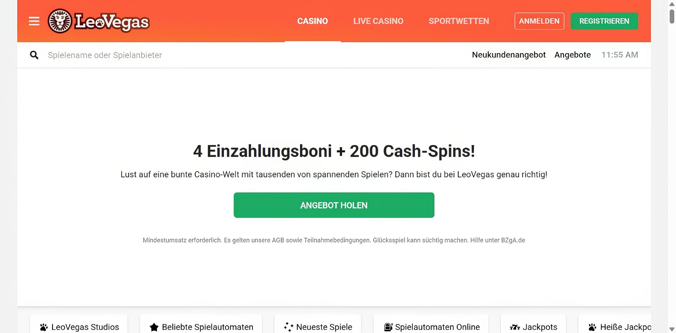 LeoVegas desktop screenshot 1